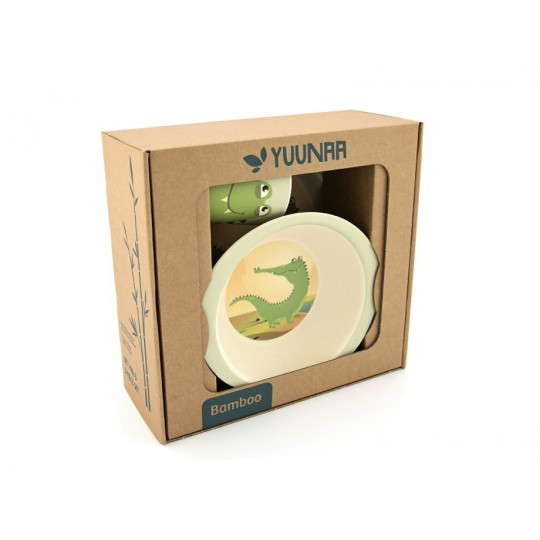 Yuunaa bambusz gyerek étkészlet - krokodil