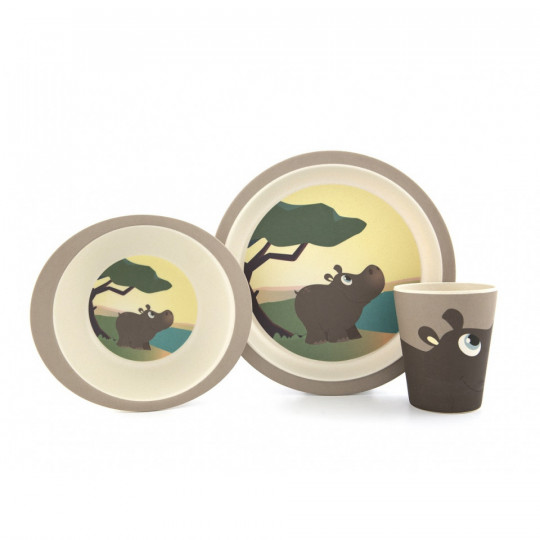 Yuunaa bambusz gyerek étkészlet - viziló