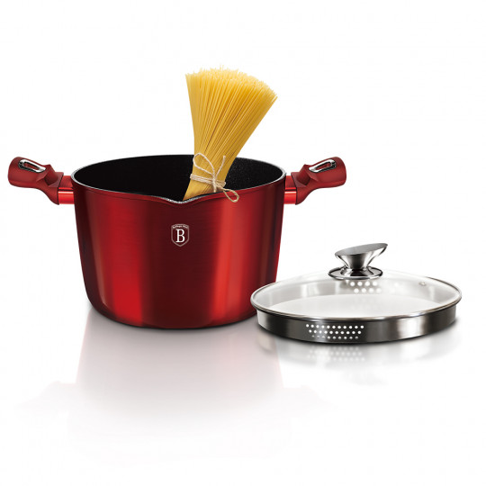 Berlinger Haus Tészta és rizs főző edény fedővel, 24 cm, Metallic Line Burgundy Edition