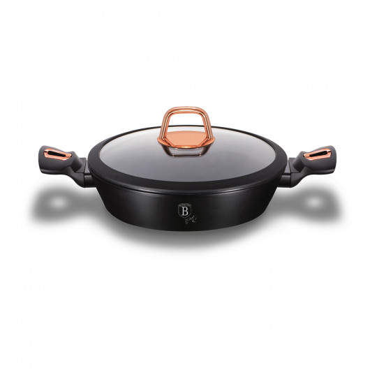 Berlinger Haus Alacsony lábas fedővel, 28 cm, Black Rose Collection