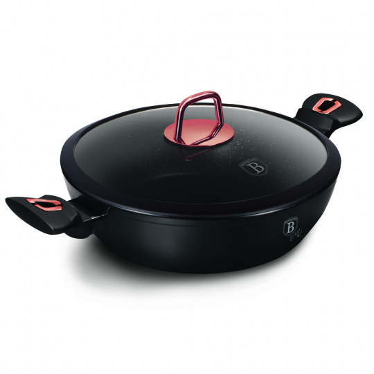 Berlinger Haus Alacsony lábas fedővel, 28 cm, Black Rose Collection