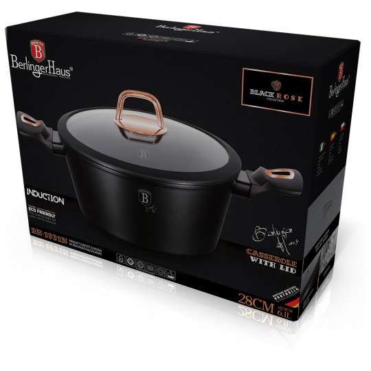 Berlinger Haus Lábas fedővel, 28 cm, Black Rose Collection