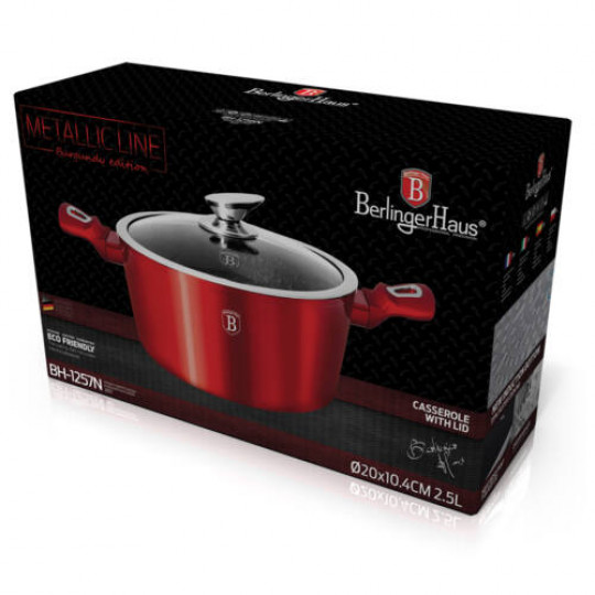 Berlinger Haus lábas fedővel, 24 cm, Metallic Line Burgundy Edition