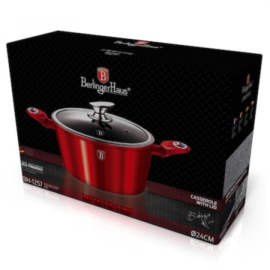 Berlinger Haus lábas fedővel, 24 cm, Metallic Line Burgundy Edition