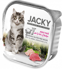 Jacky alutálka pástétom borjú-csirke 100g felnőtt macskáknak