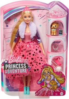 Barbie: Hercegnő kaland - Szőke hajú baba kiskutyával