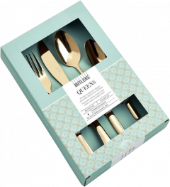 QUEENS evőeszköz szett arany fényes