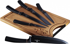 Berlinger Haus 6 részes késkészlet bambusz vágódeszkával, rose gold-fekete