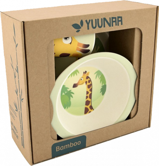 Yuunaa bambusz gyerek étkészlet - zsiráf