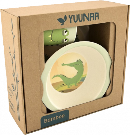 Yuunaa bambusz gyerek étkészlet - krokodil