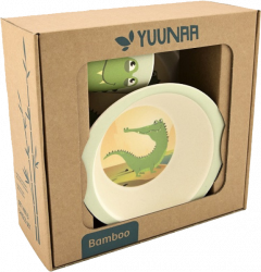 Yuunaa bambusz gyerek étkészlet - krokodil
