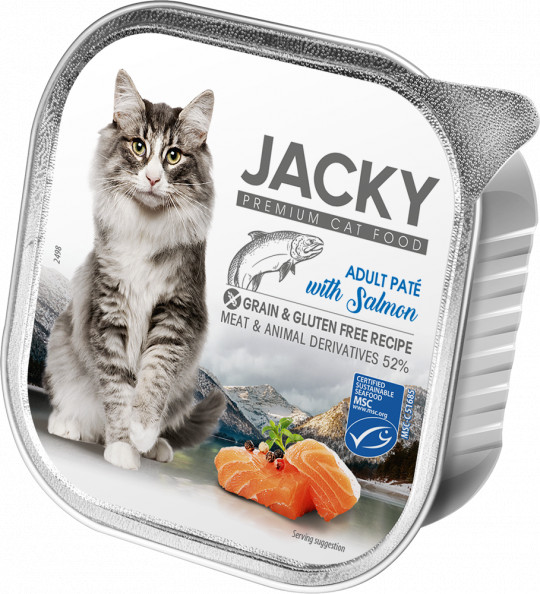 Jacky alutálka pástétom lazac 100g felnőtt macskáknak