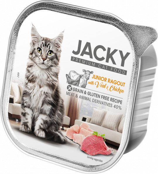 Jacky alutálka ragu szárnyas-borjú 100g junior macskáknak